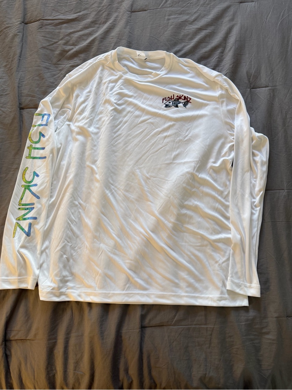 FishSkinz White Long-Sleeve Graphic Men’s Shirt